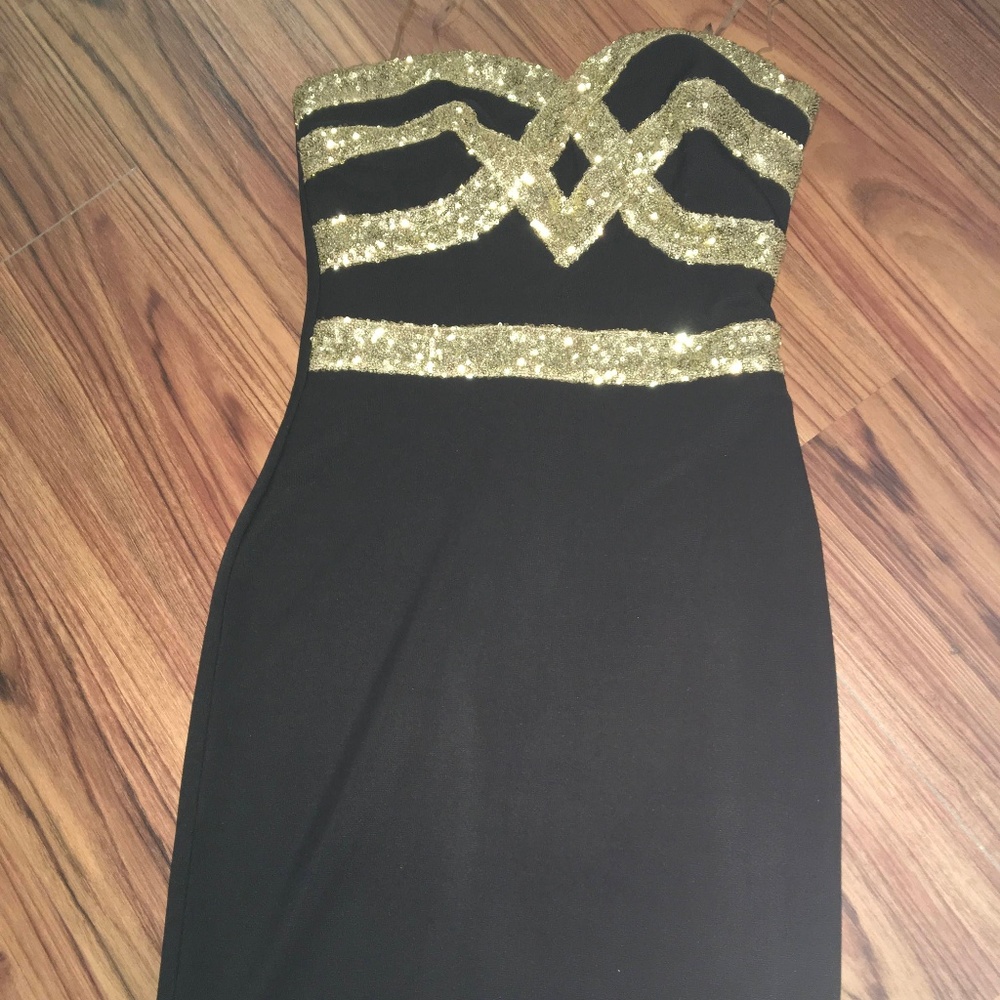 Strapless Gold Detail Dress